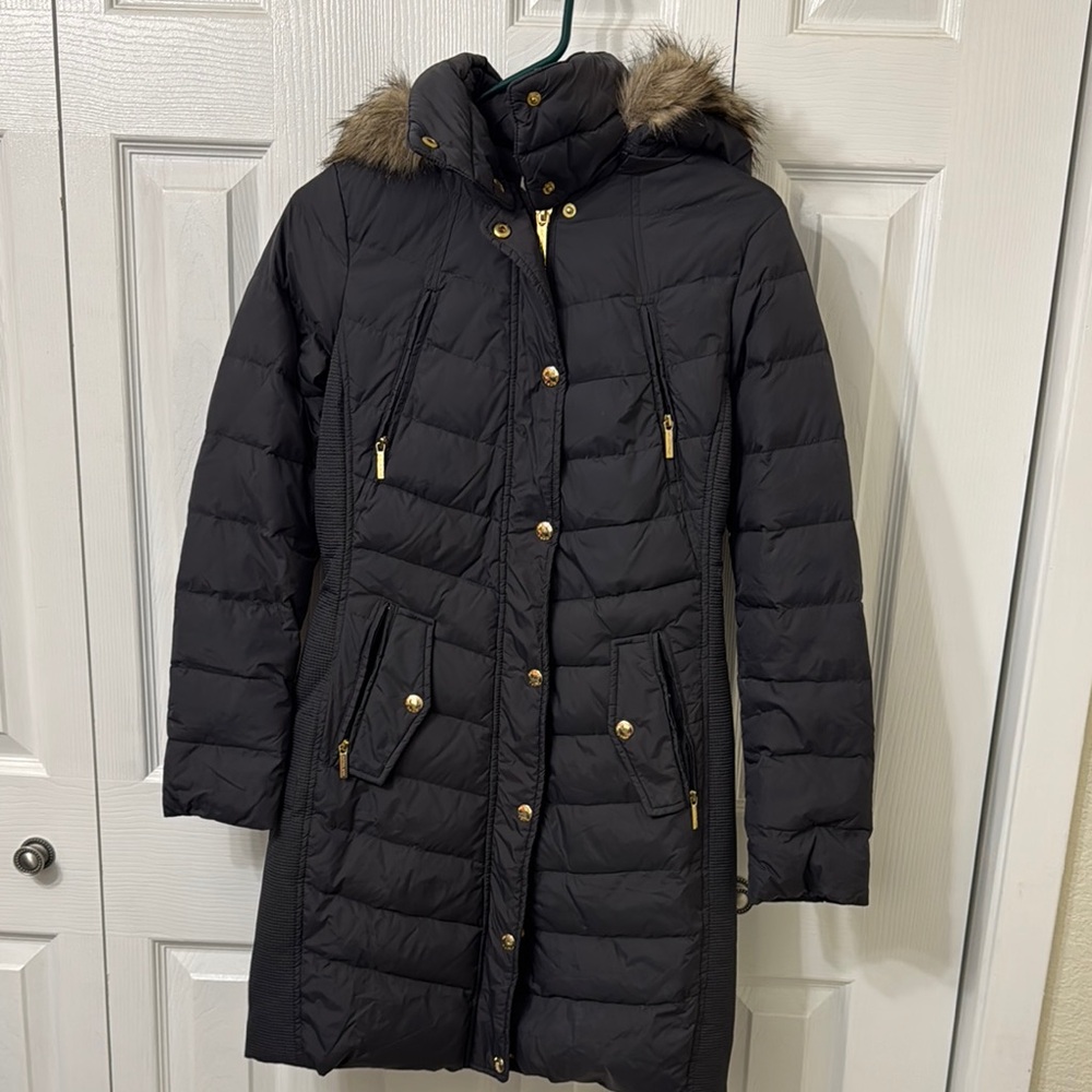 Michael Kors Puffer Coat with Faux Fur Trim